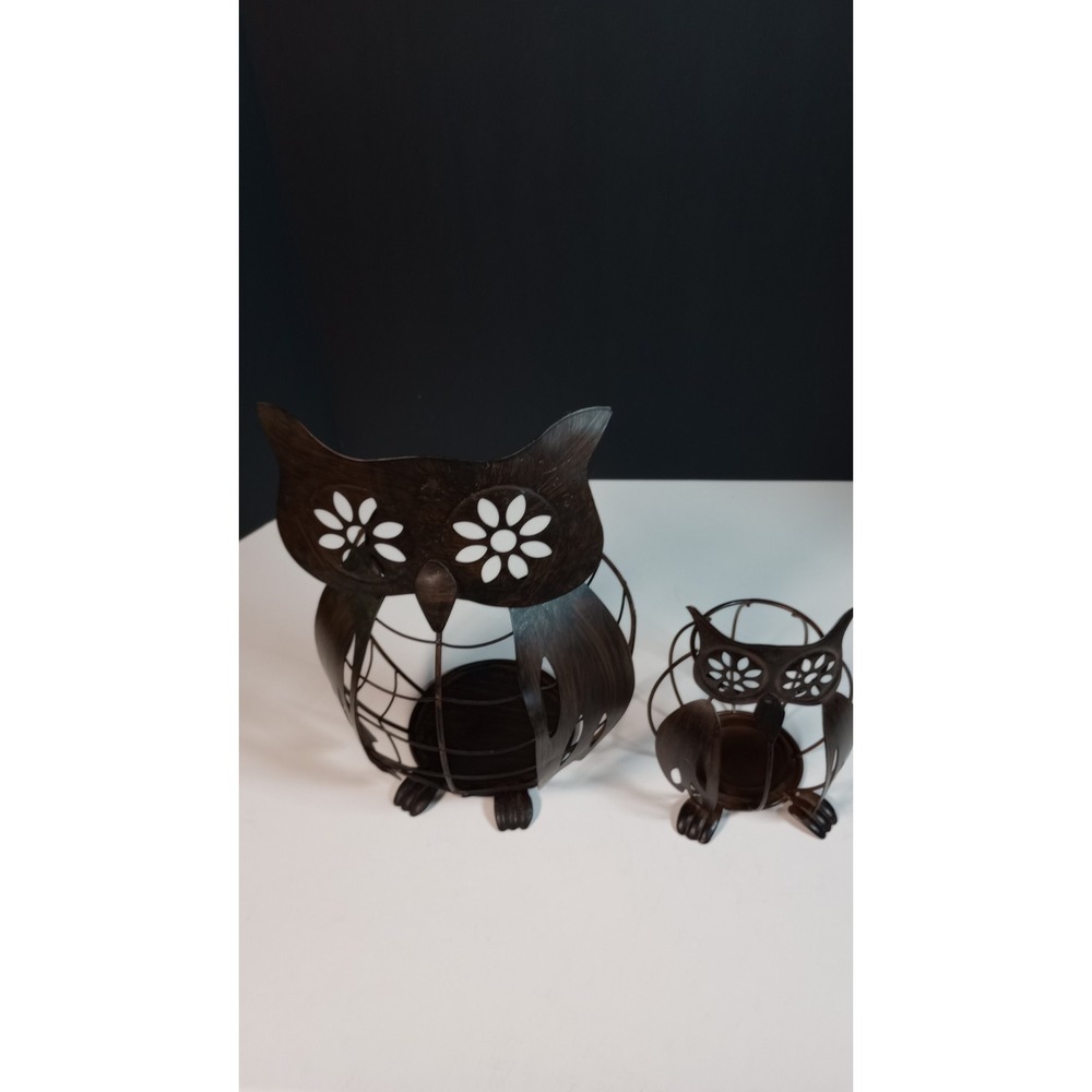 Yankee Candle Brown Metal Owl Candle Holders Set of 2 Farmhouse Decor Fall Autum
